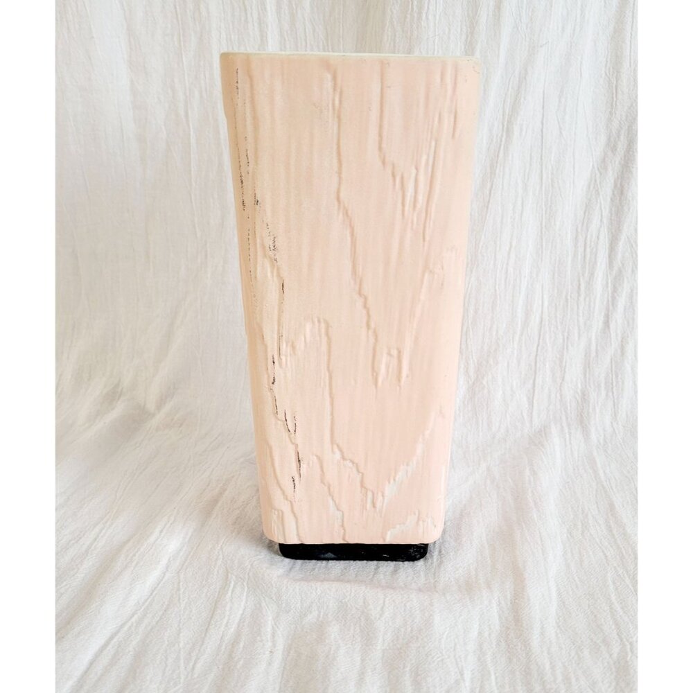 Shawnee USA Pink Fairywood Ceramic Vase With Woodgrain 8.25"